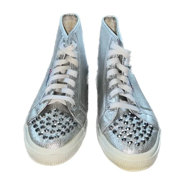 Superga Silver Studded High Top Sneakers - Picture 3 of 6